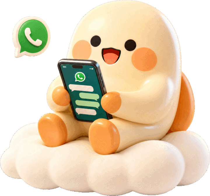 Panita texteando por WhatsApp desde una nube